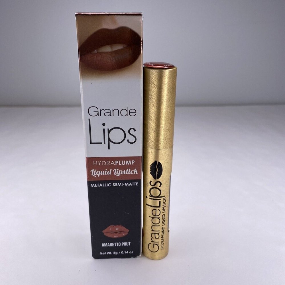 Grande Lips HydraPlump Metallic Semi Matte Amaretto Pout Liquid 4g New NIB